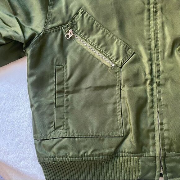 Vintage Y2K Calvin Klein Bomber Jacket Green orange interior Size Large - Picture 3 of 13